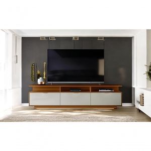 Bancada Marrocos Com 3 Portas Para Tvs Até 75 Jequitiba Off White Perolizado Lukaliam