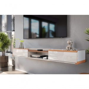 Bancada Suspensa Atlas 2.2 Off White Perolizado Jequitiba 2 Gavetas Lukaliam