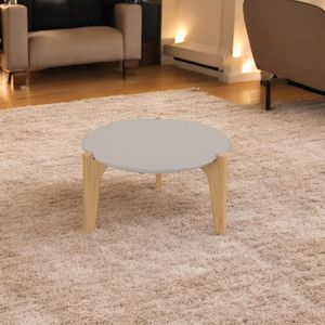 Mesa Centro Caribe 0,55 Off White Perolizado Freijó