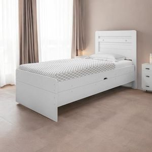 Cama Solteiro Baú Larissa Branca Com Colchão