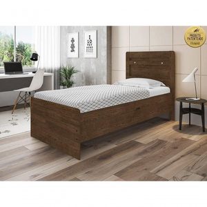 Cama Solteiro Baú Larissa Malbec Com Colchão