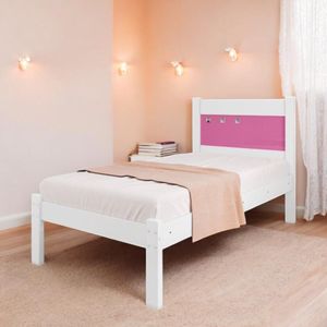 Cama Solteiro Sofisticada Paola Branca E Rosa Com Colchão