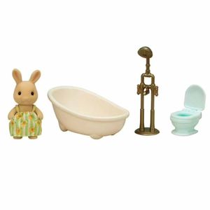 Figura E Conjunto - Sylvanian Families - Banho - Menina Coelho Raio De Sol - Epoch Magia