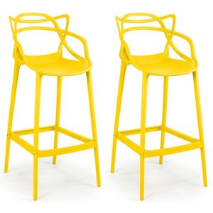 Kit 2 Banquetas Allegra Com Encosto Design Cozinha/bancada - Amarelo