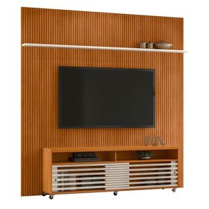 Rack Bancada Com Painel New Prestige Cinamomo/off White Para Tv Até 75” - Madetec