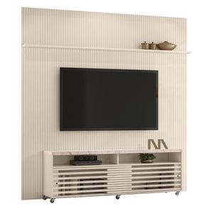 Rack Bancada Com Painel New Prestige Calacata/off White Para Tv Até 75” - Madetec