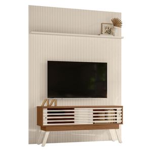 Rack Bancada Com Painel New Premium Naturale/off White Para Tv Até 75” - Madetec