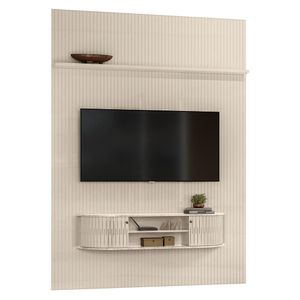 Rack Bancada Com Painel New Monte Carlo Calacata/off White Para Tv Até 75” - Madetec