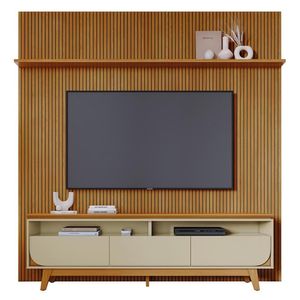 Rack Bancada Com Painel Luna Cumaru/opala Para Tv Até 75” - Madetec