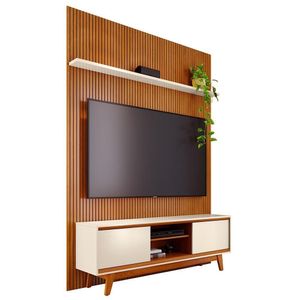 Rack Bancada Com Painel Milo Cinamomo/off White Para Tv Até 75” - Madetec