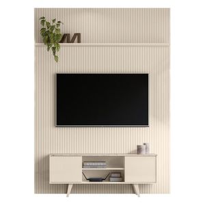 Rack Bancada Com Painel New Panorama Calacata/off White Para Tv Até 75” - Madetec