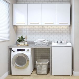 Lavanderia Modulada Guarapari 2 Armários Aéreos Kaiki Móveis Branco