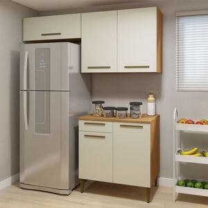Cozinha Completa Atibaia 5 Portas 1 Gaveta Kaiki Móveis Nature Com Off White