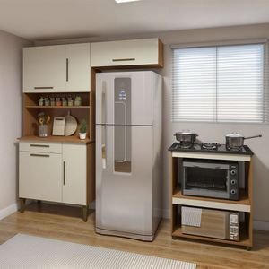 Cozinha Completa Barueri 5 Portas 1 Gaveta Kaiki Móveis Nature Com Off White