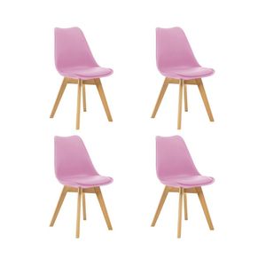 Kit 4 Cadeiras Saarinen Wood Com Estofamento E Pés De Madeira Rosa