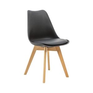 Cadeira Saarinen Wood Com Estofamento E Pés De Madeira Preto
