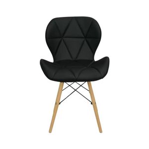 Cadeira Estofada Eiffel Slim Wood Pés De Madeira Preto