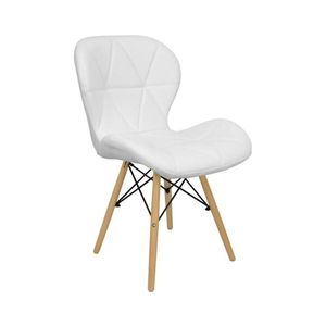Cadeira Estofada Eiffel Slim Wood Pés De Madeira Branco