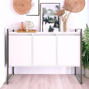 Buffet 3 Portas Aparador Londres - Branco E Preto Branco E Preto