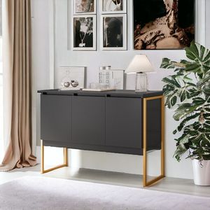 Buffet Aparador Luxo Roma - Preto Dourado Preto Dourado