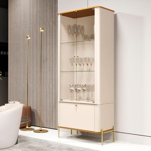 Cristaleira 2 Portas Baton Rouge Off White Nature Dourado