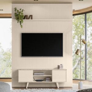 Conjunto Painel E Estante Ironwood Calacata Off White