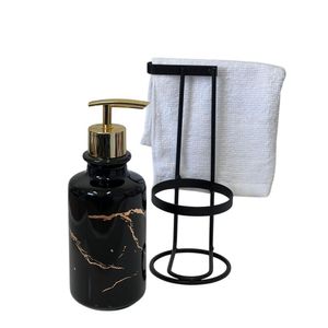 Porta Sabonete Líquido Em Porcelana Com Suporte Preto 2799 - Amigold Preto