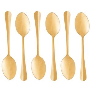 Conjunto Com 06 Colheres Para Mesa De Aço Inox Positano Dourado 18cm 1314 - Lyor