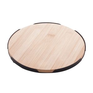 Bandeja De Bambu Com Moldura De Metal 28x2,5cm 7973 - Lyor