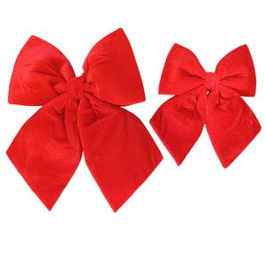 Kit Com 2 Laços Natalinos Vermelhos Aveludados - Tamanhos 35x40cm E 25x30cm