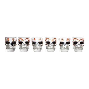 Jogo Com 06 Copos Para Shot Transparente Caveira 25157 50ml - Rojemac