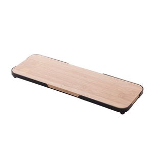 Bandeja Retangular De Bambu Com Moldura De Metal 30x10x2cm 7971 - Lyor