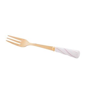 Jogo Com 04 Garfos Para Aperitivo De Aço Inox Dourado Com Cabo De Cerâmica 28892 - Wolff
