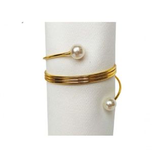 Conjunto Com 4 Argolas Para Guardanapos Pearl Dourado 4,5cmx3cm