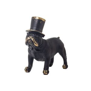 Enfeite Cachorro Preto De Cartola Com Detalhes Dourados 15cm 25054 - Bela Flor