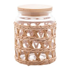 Porta Mantimentos De Vidro Com Sisal E Tampa Em Madeira 750ml 29123 - Wolff