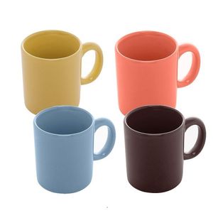 Kit Com 4 Canecas De Porcelana Austria 115ml : Amarelo, Azul Claro, Laranja E Marrom