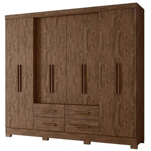 Guarda Roupa Casal San Lorenzo 8 Portas E 4 Gavetas Castanho Wood Moval Castanho Wood