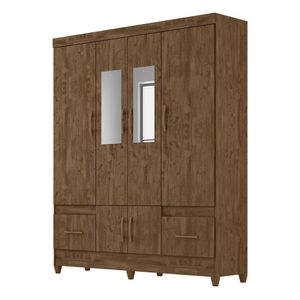 Guarda Roupa Casal Ms912 6 Portas E 2 Gavetas Castanho Com Espelho Moval Castanho