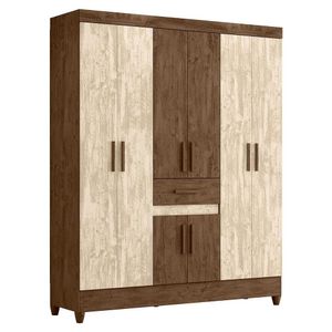 Guarda Roupa Solteiro Portugal 8 Portas E 1 Gaveta Castanho Wood Avelã Moval