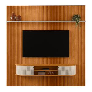 Rack Bancada Com Painel New Bugatti Cinamomo Off White Para Tv Até 75 Madetec Cinamomo Off White