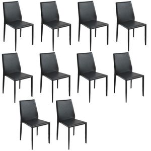 Kit Com 10 Cadeiras De Jantar Amanda Pvc Preto