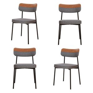 Kit Com 4 Cadeiras Para Sala De Jantar Mona Yescasa Cinza Corriente-caramelo