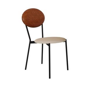 Cadeira Fixa Estofada Vintage Elipse Areia Light-caramelo-preto Fosco