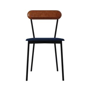 Cadeira Fixa Estofada Vintage Emília Com 4 Unidades Azul-caramelo-preto