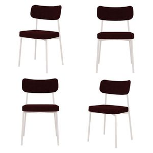 Kit Com 4 Cadeiras Para Sala De Jantar Mona Yescasa Bordô-branco