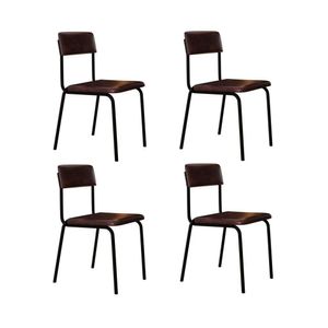 Conjunto 4 Cadeiras Estofadas Fixa Empilhável Fit Café - Preto Fosco
