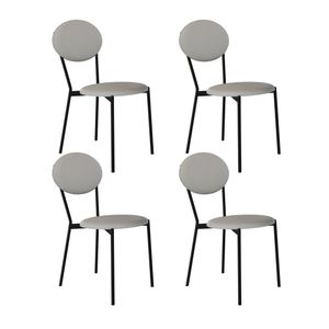 Cadeira Fixa Estofada Vintage Elipse Com 4 Unidades Saturno Off White-preto Fosco