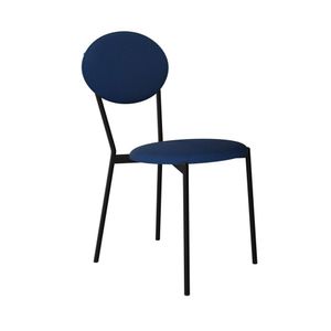 Cadeira Fixa Estofada Vintage Elipse Azul-preto Fosco