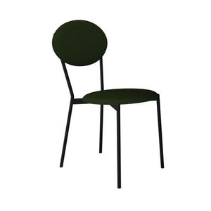 Cadeira Fixa Estofada Vintage Elipse Verde Musgo-preto Fosco